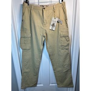 NWT! Iron Jeans Cargo Pants‎ Vintage Twill Utility Y2K Tan Beige 38x34